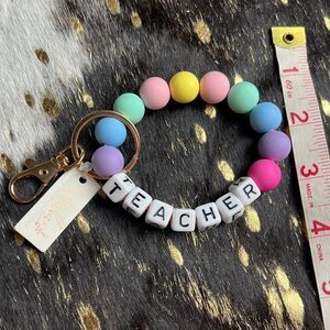 Teacher Beaded Keychain Wristlet.